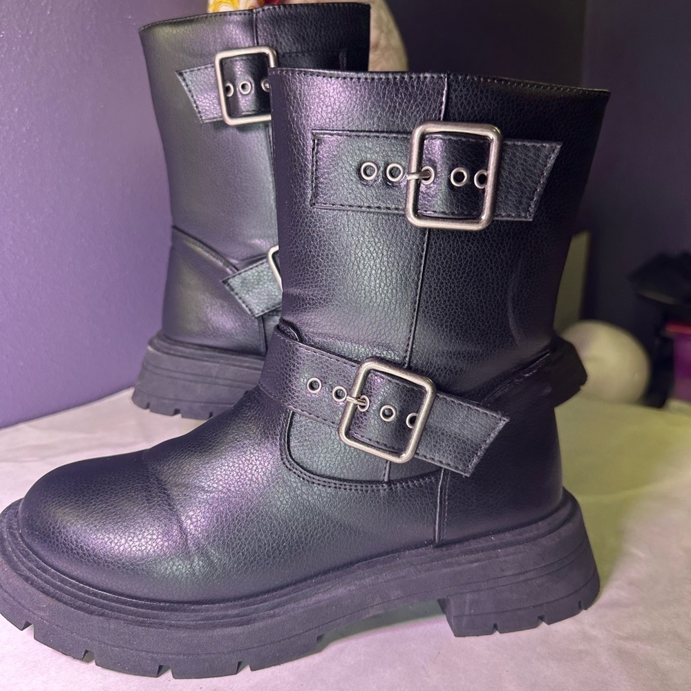 Black Buckle Ankle Boots